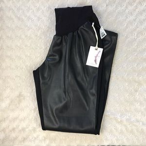 Jessica Simpson Maternity Pants Faux Leather Black